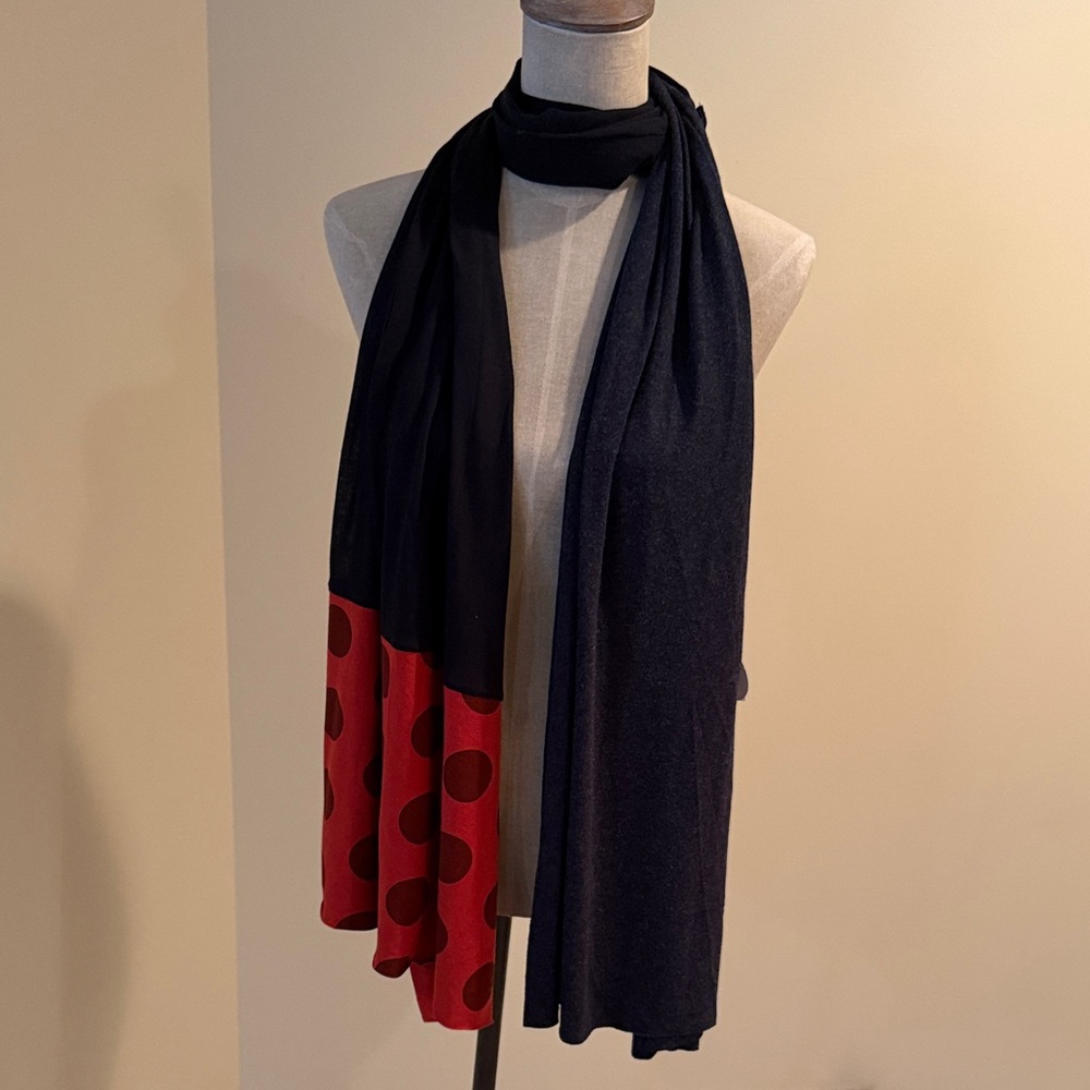 Alembika New with Tags Black and Red Polka Dot Scarf